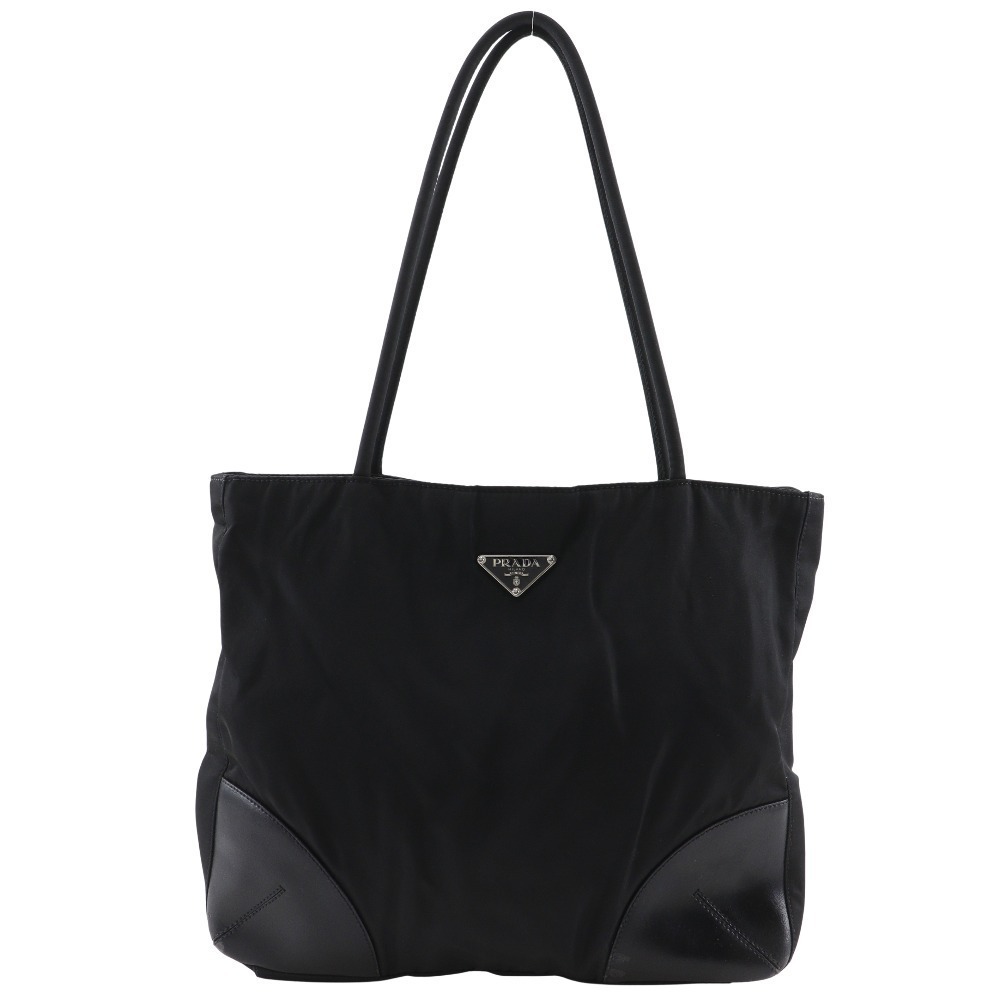 Prada tote bag black shoulder handbag zipper closure